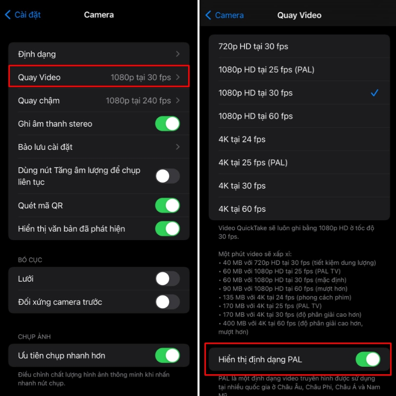 Cách thay đổi thiết lập độ phân giải video trên iPhone (hình 5)