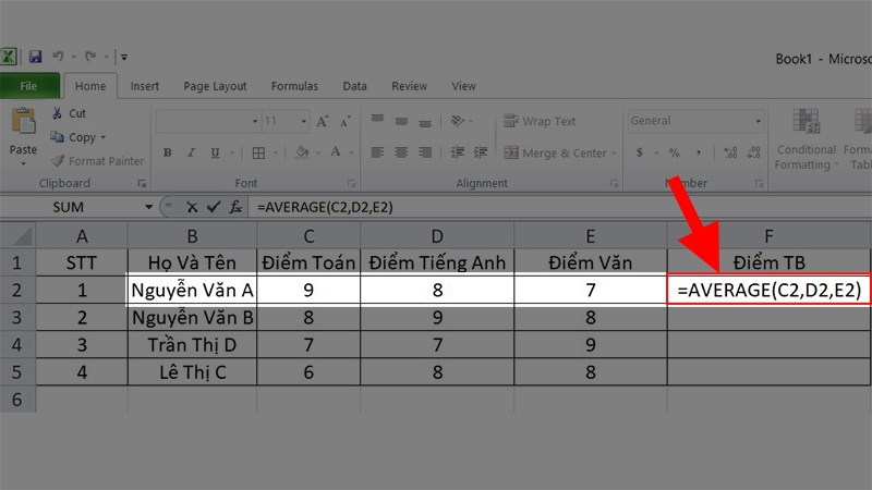 cách tính trung bình cộng 6