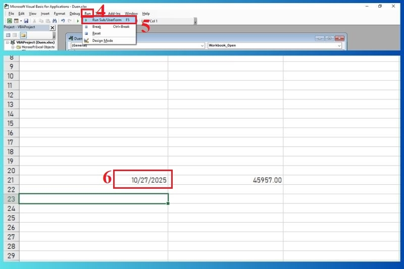 Cách tự động cập nhật thời gian sửa file Excel ảnh 4