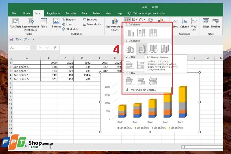 Cách vẽ biểu đồ trong Excel ảnh 3