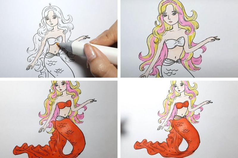 Cách vẽ nàng tiên cá ảnh 10
