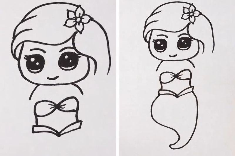 Cách vẽ nàng tiên cá ảnh 2