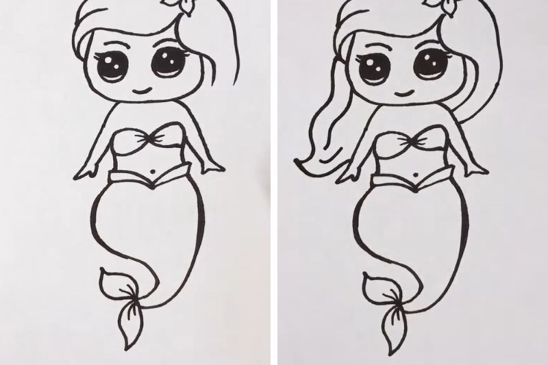 Cách vẽ nàng tiên cá ảnh 3