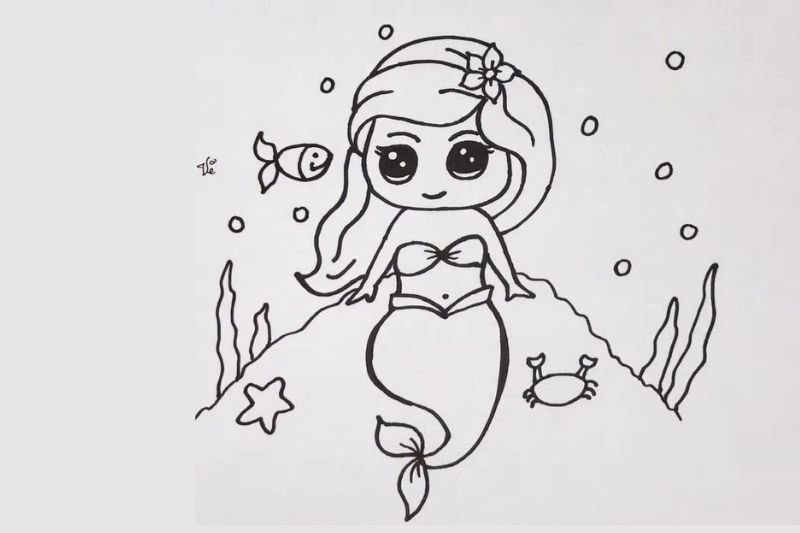 Cách vẽ nàng tiên cá ảnh 4