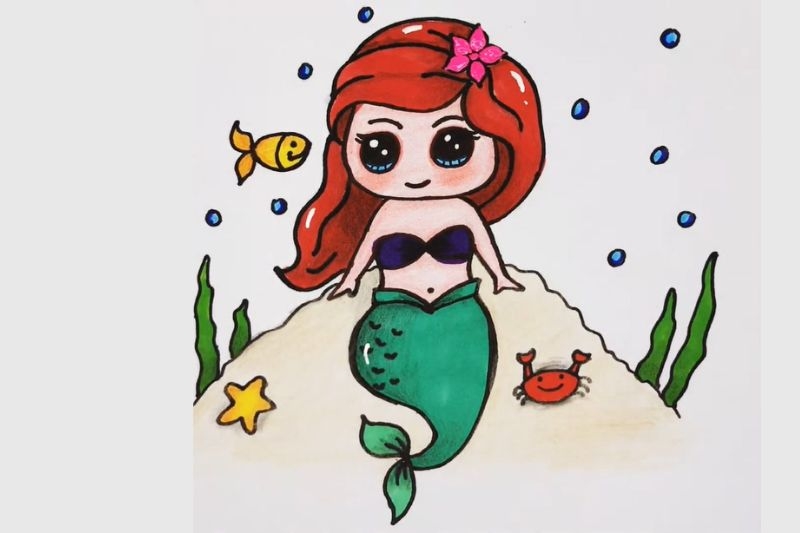 Cách vẽ nàng tiên cá ảnh 5