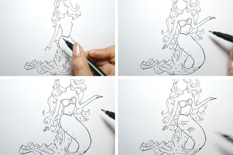 Cách vẽ nàng tiên cá ảnh 8