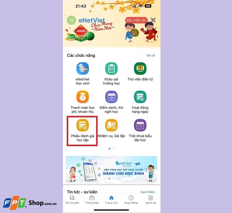 cách xem điểm enetviet 2