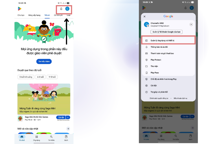 Cách xem ứng dụng đã xóa trên CH Play 1