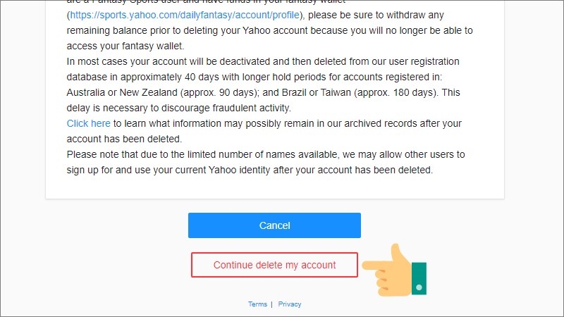Cách xóa vĩnh viễn tài khoản Yahoo 3