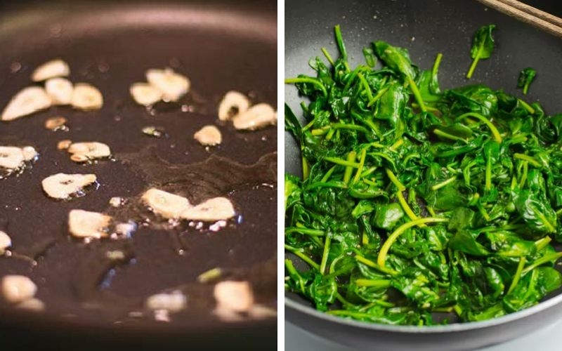 Làm cải bó xôi xào tỏi