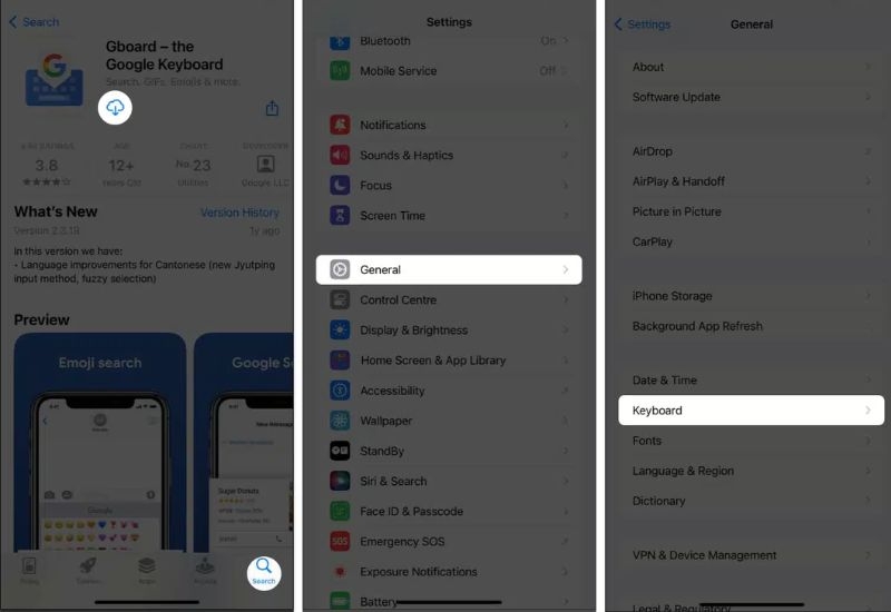 cài đặt bàn phím của Google cho iPhone