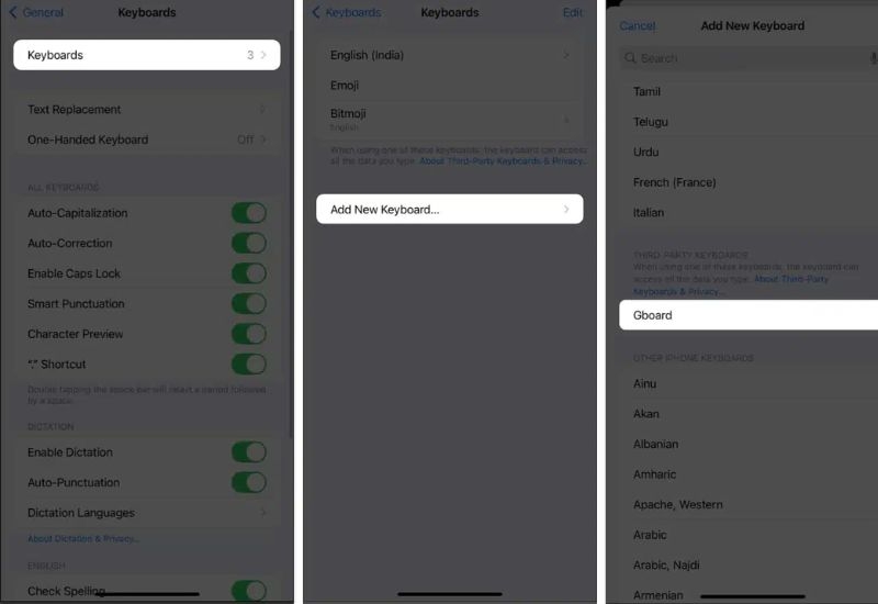 cài đặt bàn phím của Google cho iPhone