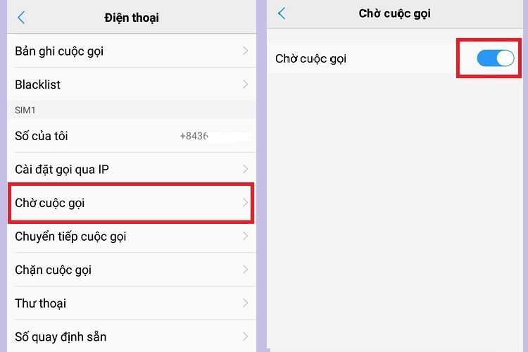 Cài đặt cuộc gọi chờ (Hình 4)