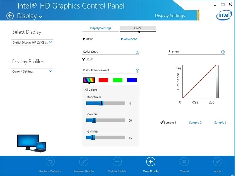 cài đặt Intel HD Graphics 1