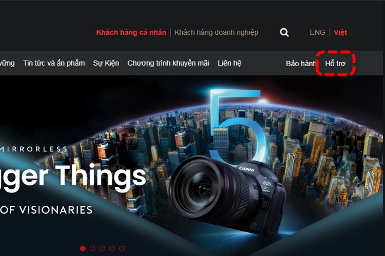 Kết quả tìm kiếm trang chủ Canon Vietnam trên Google