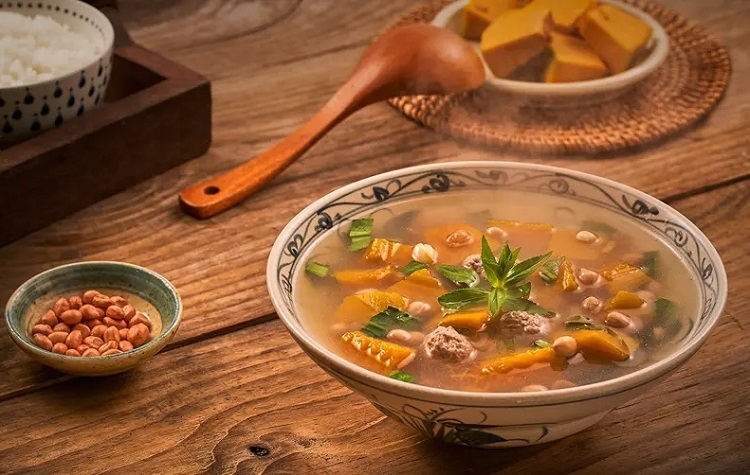 Canh bí đỏ đậu phộng (Hình 10)