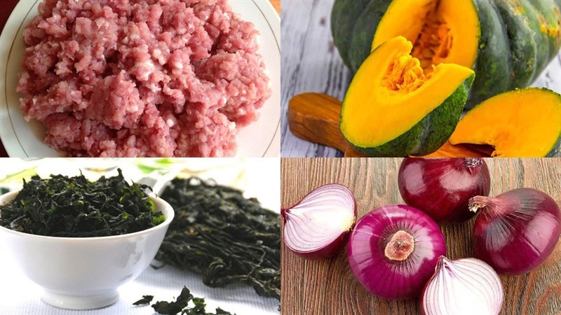 Canh bí đỏ thịt bằm rong biển hình 1