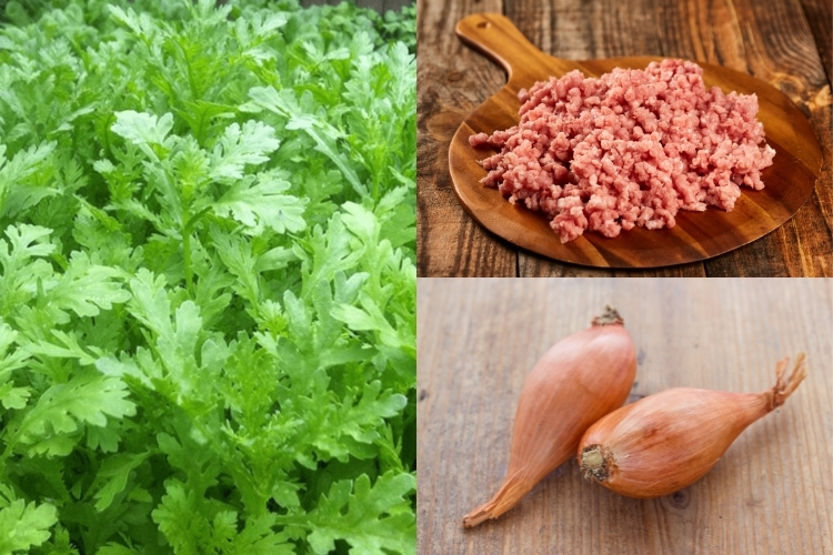 Nguyên liệu nấu món canh cải cúc thịt băm
