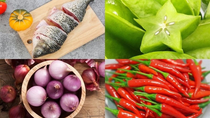 Các nguyên liệu tươi sống chuẩn bị cho cách nấu canh cá khế