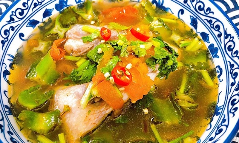 Canh chua đầu cá diêu hồng nấu đậu rồng 6