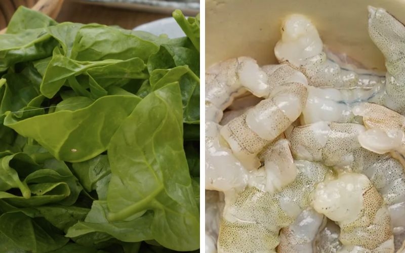 Sơ chế nguyên liệu làm canh mồng tơi nấu tôm tươi
