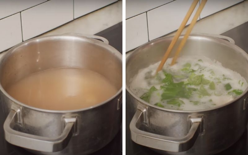 Nấu canh mồng tơi với tôm tươi