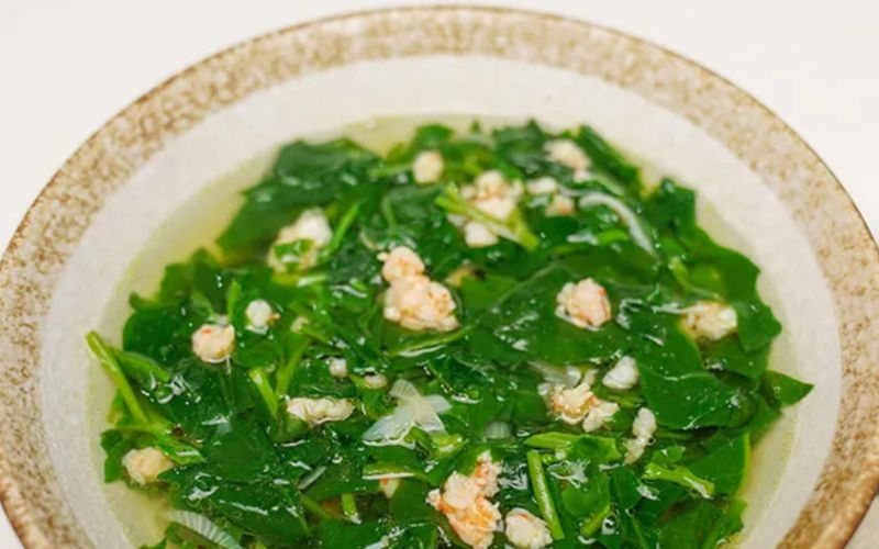 Canh mồng tơi nấu tôm tươi