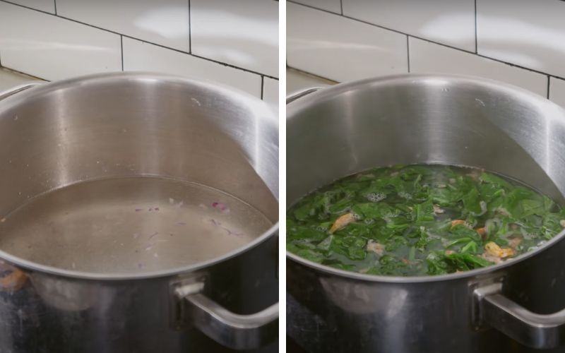 Nấu canh mồng tơi với tôm khô
