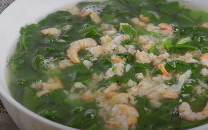 Canh mồng tơi nấu tôm khô