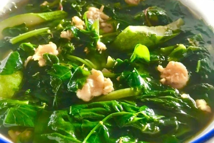 Canh rau tập tàng nấu tôm khô