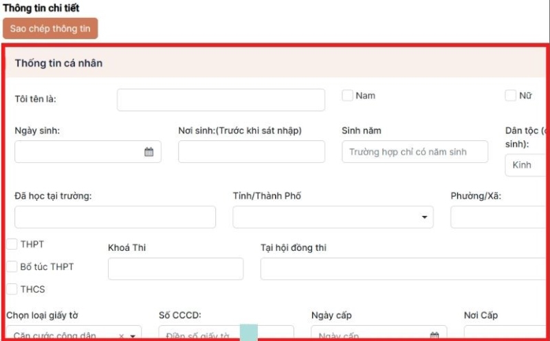 Bước 4: Điền đầy đủ thông tin cần thiết