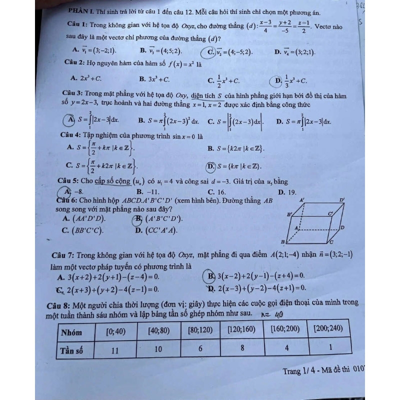 Câu hỏi trắc nghiệm nhiều lựa chọn