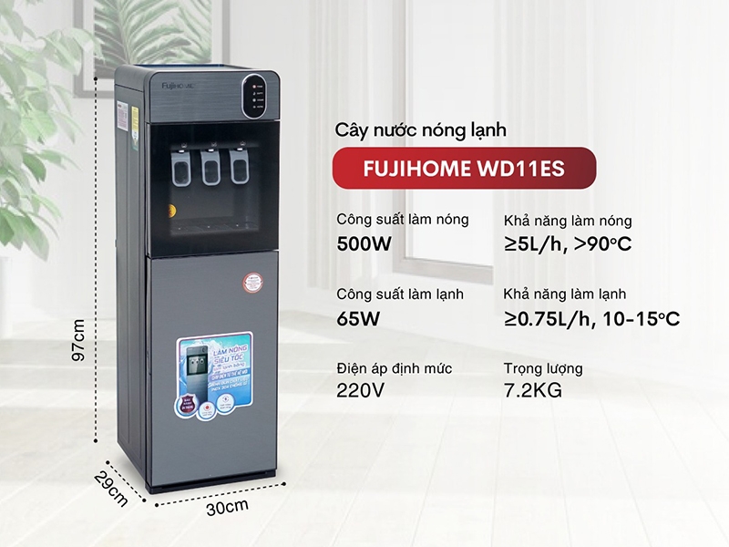 Cây nước nóng lạnh hút bình Fujihome WD11ES (hình 1)