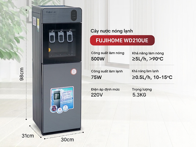 Cây nước nóng lạnh hút bình Fujihome WD210UE (hình 1)