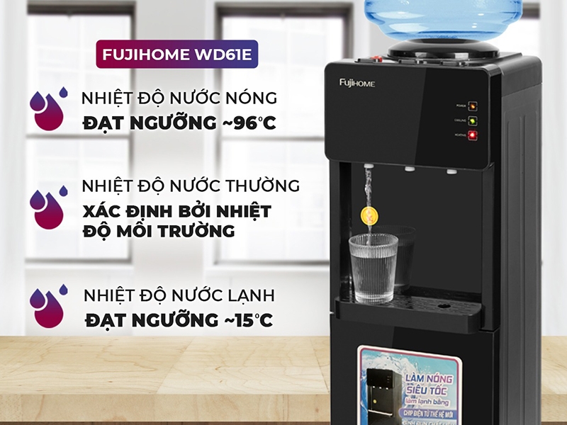 Cây nước nóng lạnh úp bình Fujihome WD61E (hình 6)