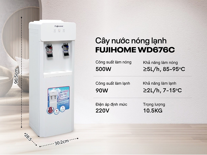 Cây nước nóng lạnh úp bình Fujihome WD676C (hình 1)