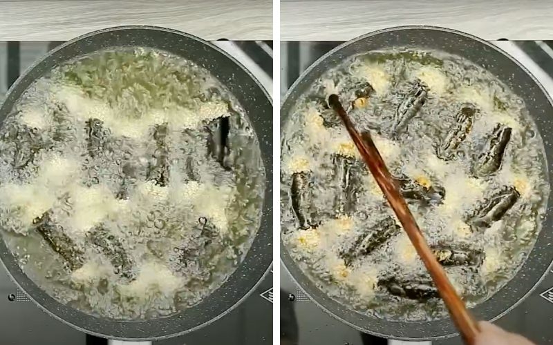 Chiên chả giò hải sản cuộn rong biển