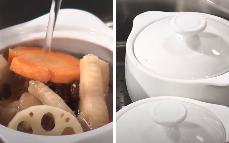 Làm chân gà tiềm đậu đen củ sen