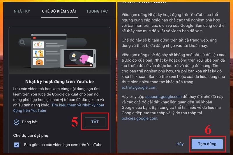 Chặn YouTube lưu nhật ký ảnh 7