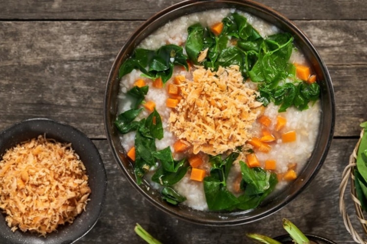 cháo cá hồi đậu phộng ảnh 1