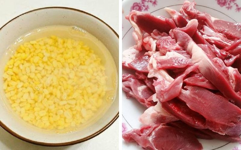 Sơ chế nguyên liệu làm cháo tim heo đậu xanh