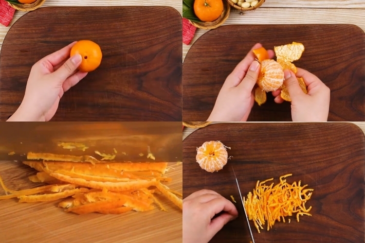 Bước 1: Sơ chế vỏ quýt