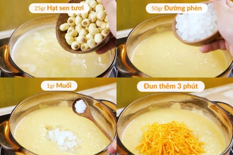 Bước 4: Nấu chè lục tàu xá