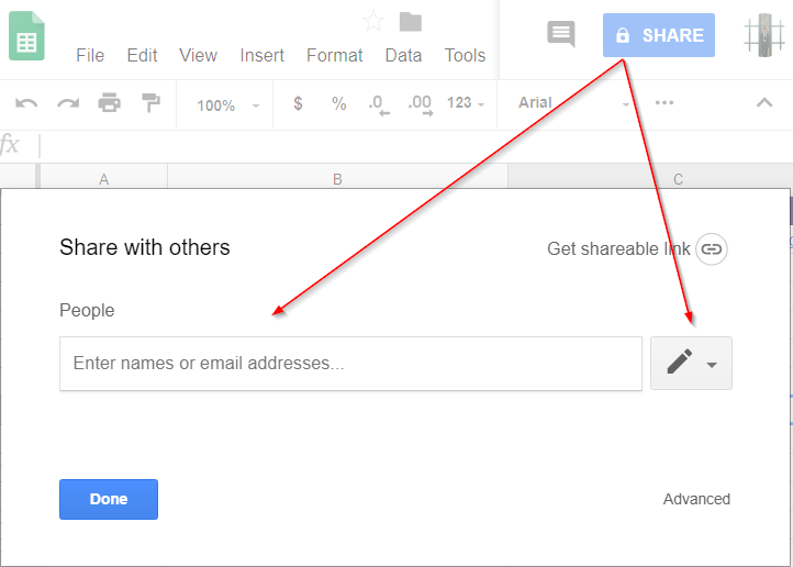 thiet lap quyen chia se trong excel