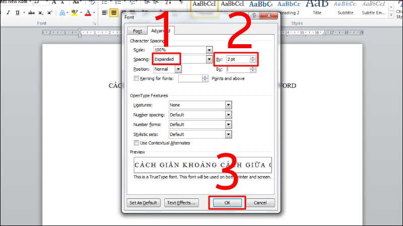 chỉnh khoảng cách chữ trong Word hình 3