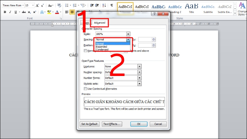 chỉnh khoảng cách chữ trong Word hình 5