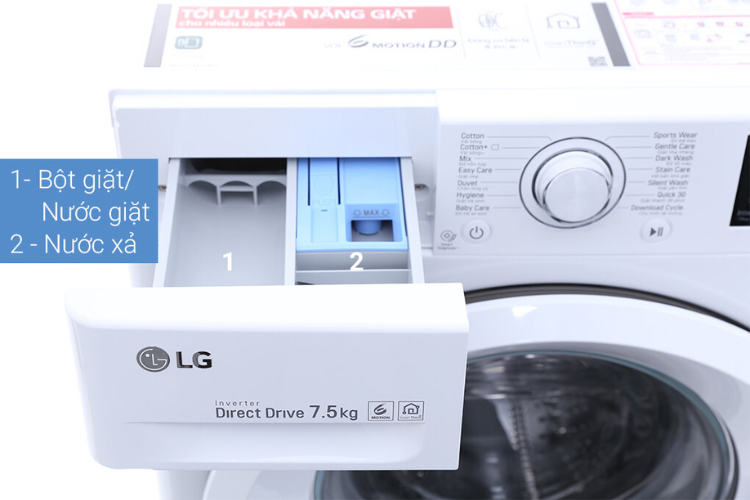 cho nước xả vào máy giặt LG hình 2