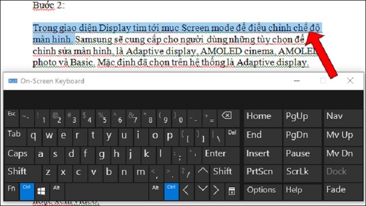 chọn nhanh 1 câu trong đoạn văn Word 2