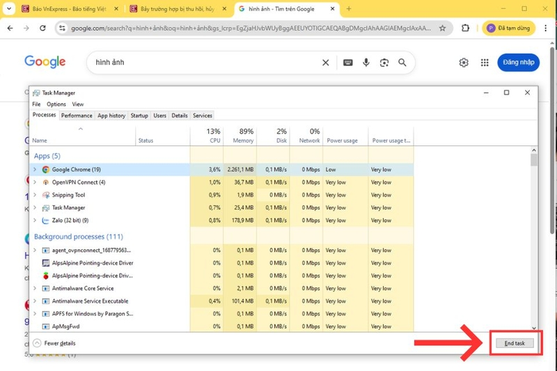 Chrome bị đơ không tắt được 2