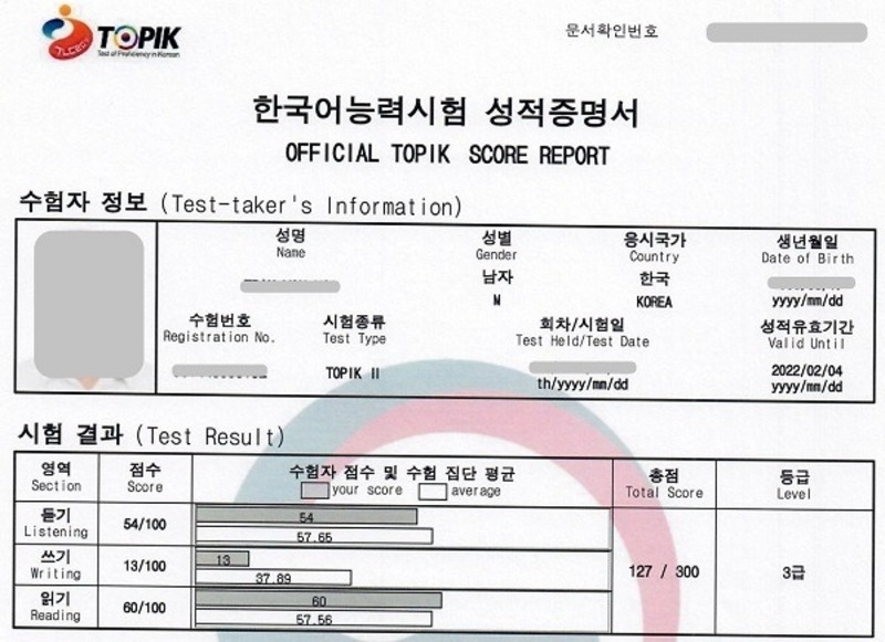 Chứng chỉ tiếng Hàn 2